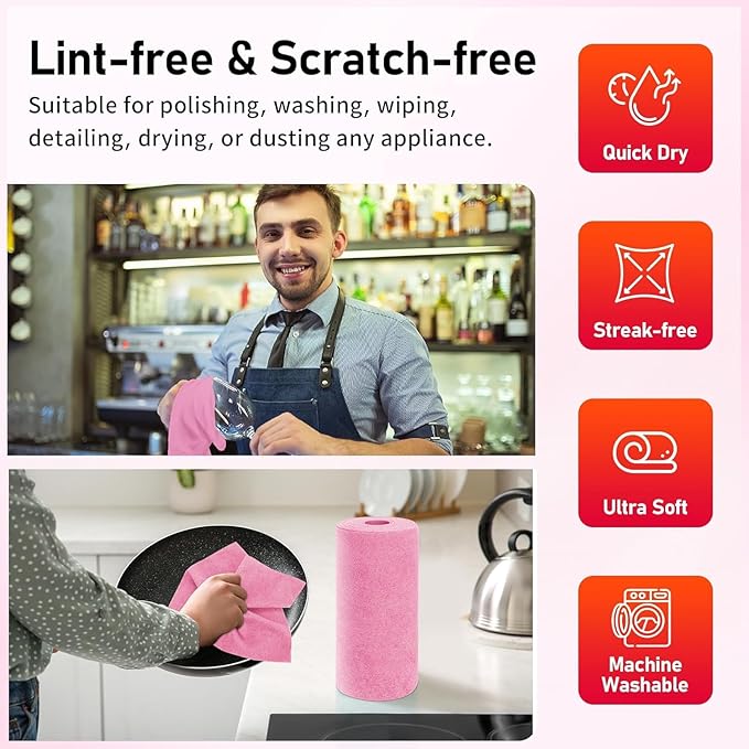 HOMERHYME Microfiber Cleaning Cloth 150 Sheets Tear Away Shop Towels Reusable Washable Microfiber Towels for Cars Lint Free Cleaning Rags for Home Automotive Workshop &amp Garage 11.5x11.5 Pin