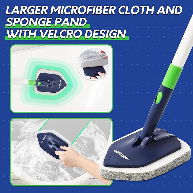 BOOMJOY 4 in 1 Shower Cleaning Brush 58 Extendable Tub and Tile Scrubber Set Grout Brush with Long Handle Shower Tile Floor Scrubber for Cleaning Baseboard Bathroom Toilet Kitchen