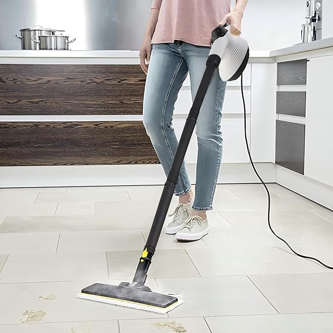 Steam Cleaner Pressurized Handheld Mop Steam Cleaner for Home with 18 PCS Accessory &amp Safety Lock Large Capacity Mop Steam for Cleaning Car Bathroom Shower Window Grime Grease - White