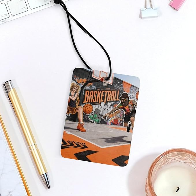 5PCS Car Air Freshener Hanging Personalized Double Sided Streetball Duel Car Fresheners Long Lasting New Cars Scents Cute Automotive Freshies for Closets Drawers (tea)