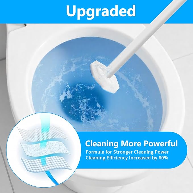 100 Pcs Toilet Wand Refills Disposable Toilet Brush Replacement Heads Disposable Sponge Refill Heads Household Cleaning Bathroom Cleaners Compatible with Most Toilet Brushes