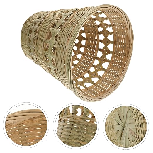 IMIKEYA Retro Woven Wastebasket Compact Rubbish Container Multi Purpose Trash Can for Bedroom and Home Decor Sturdy Storage Basket with Stylish Boho Design