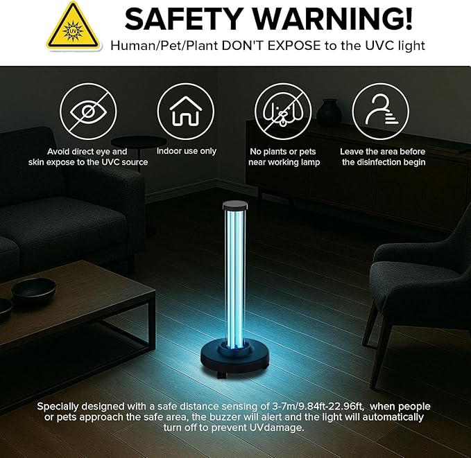 SANSI 100W UVC Disinfection Cart with Wheels Portable Mobile UV Light Sanitizer with Remote &amp 3 Timer Settings Ozone-Free 99.9% Germ Kill in 30 Mins for Large Space Home Hotel School
