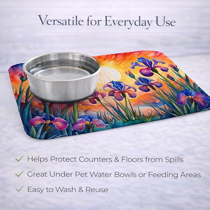 Caroline's Treasures DAC1442DDM Iris in Color Dish Drying Mat Absorbent Dish Drying Mat Pad for Kitchen Counter Dish Drainer Mat for Countertop 14 x 21 Multicolor