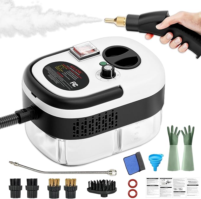 2500W Handheld Steam CleanerPortable Car Steamer For Auto DetailingHigh-Temperature and Pressure Steam Cleaner For Home Steam Cleaning Machine for FurnitureKitchenGroutFloorTile (03-White)