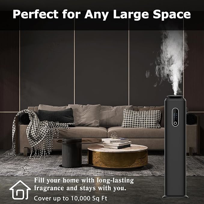 1000ML- Tower Hotel Scent Diffuser with WiFi App Control for Whole House - Commercial Diffuser Machine Cover 10000 Sq Ft - Scent Air Machine &amp Waterless Essential Oil Diffuser for Large Room - Bla