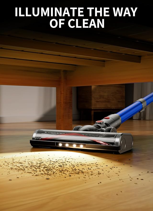 Cordless Vacuum Cleaner 580W 50Kpa Powerful Stick Vacuum Up to 70Mins Rechargeable Battery Vacuum Cleaners for Home Anti-Tangled Lightweight Handheld for Hardwood Floor Carpets Pet Hair