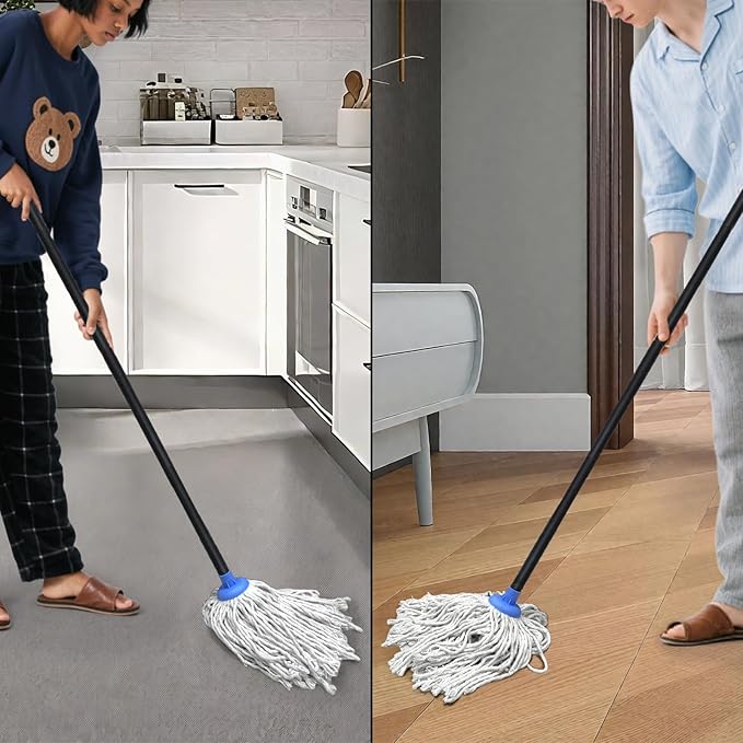 Indoor Mop for Floor Cleaning - Cotton Mops for Floor Cleaning 52-inch Simple Mops for Cleaning Living Rooms Bathrooms and Kitchens.