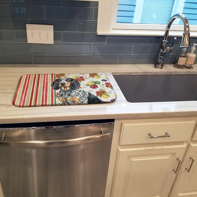Caroline's Treasures Bluetick Coonhound Vegetables Dish Drying Mat Absorbent Dish Drying Mat Pad for Kitchen Counter Dish Drainer Mat for Countertop 14 x 21 Multicolor