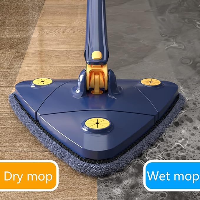 360° Rotating Adjustable Cleaning Mop Triangular Cleaning Mop with Automatic Water Compression Function for Dry and Wet 12027(Medium)