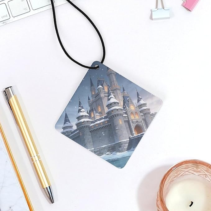 5PCS Car Air Freshener Hanging Personalized Double Sided Snowy Castle Car Fresheners Long Lasting New Cars Scents Cute Automotive Freshies for Closets Drawers (tea)