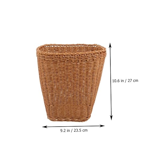 Farmhouse Woven Basket Rattan Storage Wastebasket for Living Bedroom Office Dorm Rustic Design Lightweight Versatile Home Decor