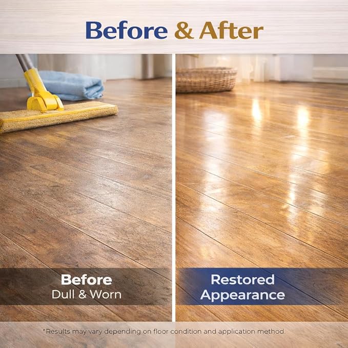 Floor Restore – High Solid Floor Restorer for Wood &amp Hard Floors Concentrated Coating to Restore Shine &amp Cover Fine Scratches Easy Mop-On Application