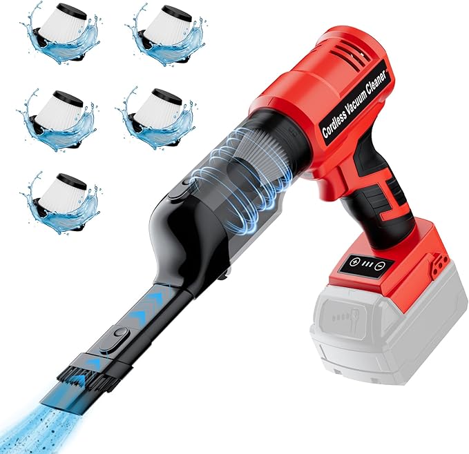 YEX-BUR Cordless Handheld Vacuum for Milwaukee 18V Battery(Tool Only) 240W Powerful Car Vacuum with Brushless Motor 3-Speed 5 Filters Portable Vacuum Cleaner for Home Office Car Pet