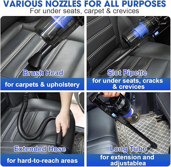 Viewsun Car Cleaning Kit Car Interior Detailing Kit with High Power Handheld Vacuum Cordless Rechargeable Detailing Brush Set Windshield Cleaner Complete Auto Accessories for Men Women Gift