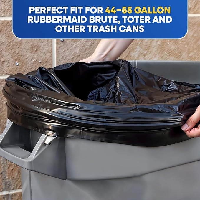 55 Gallon Trash Bags 37 x 50 Black Garbage for Heavy Industrial Use Contractor Bags 4 Mil Black 100/Case