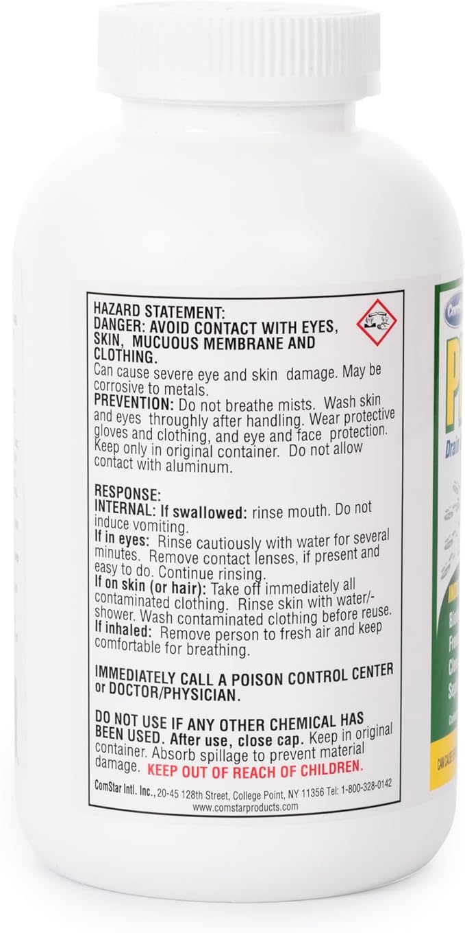 ComStar Piranha - Crystal Flakes Non-Acid Drain Cleaner That Dissolves Grease Hair &amp Root Growth in Sewer Lines Instantly Made in USA 2 Pounds (30-600)