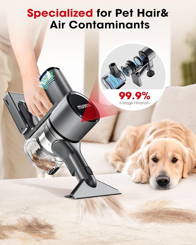 Cordless Vacuum Cleaners for Home G26 Vacuum Cleaner 45KPA Powerful Suction Up to 60 Minutes Tangle-Resistant Rechargeable Stick Vac with Wall Mount for Pet Hair Hardwood Floors