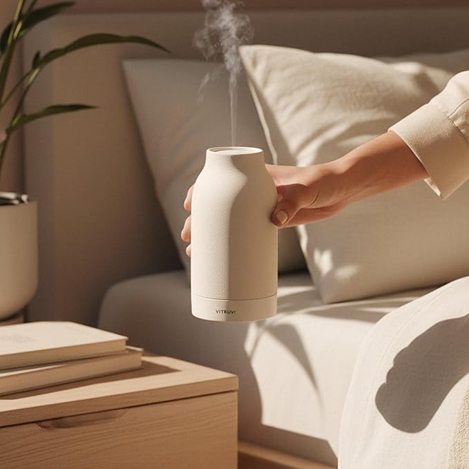 Vitruvi Air Cordless Diffuser – Portable Ultrasonic Aroma Diffuser Waterless Cold-Air Technology Up to 18-Hour Runtime Whole-Room Scent Coverage Sleek Minimalist Design