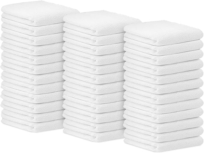 Avalon Towels Bar Towels (Pack of 36) Size 14x17 Inches – 100% Cotton Absorbent and Reusable Cleaning Rags Multipurpose Cleaning Towels Terry Cloth Rags Durable Shop Rags (White)
