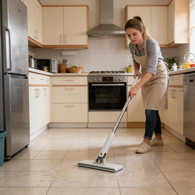 Clamp Mop - No-Touch Reusable Mops with 4 Microfiber Cloths Hardwood Floor Cleaning Tool Wet Dry Mops Easy Spins Mop System | Home Apartment Kitchen Bathroom for Home Apartment Kitchen Bathroom