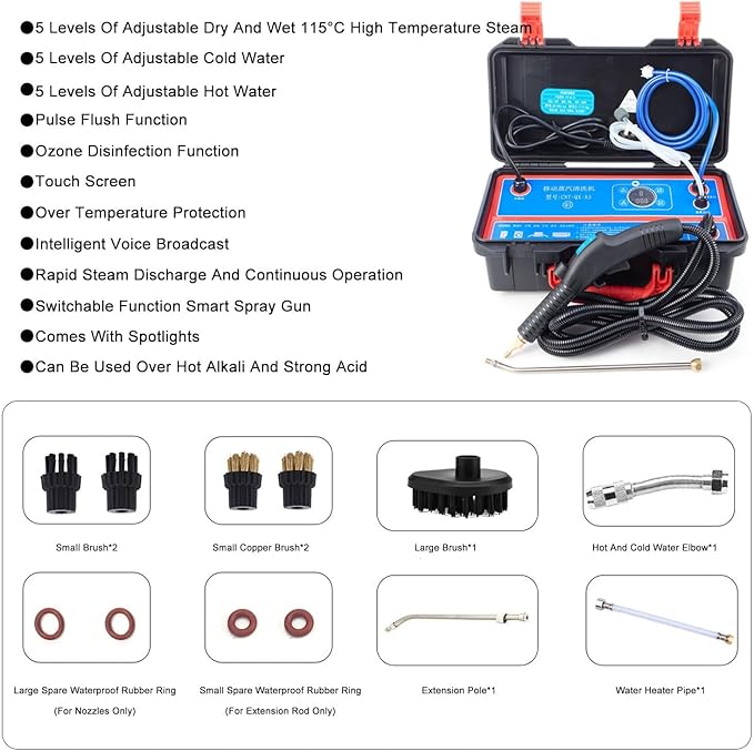3500W High Pressure Cleaner Handheld Steam Cleaner 6 Speeds Water Pressure Adjustment Dry and Wet Adjustment for Cleaning Tile Car Kitchen Bathroom Living Room