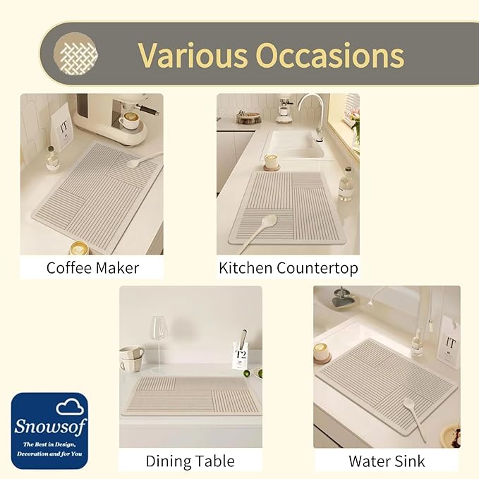 Dish Drying Mat - Coffee Mat Coffee Maker Mat for Countertops Absorbent Dish Drying Mat for Kitchen Counter Under Coffee Expresso Maker Coffee Machine Dish Rack (1120''×32'')