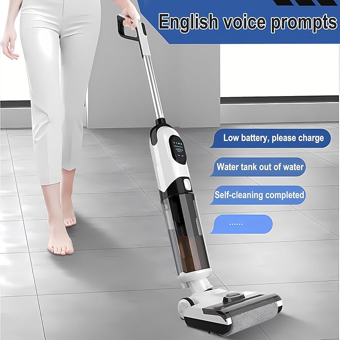 Floor Scrubber Wet Dry Vacuum Cleaner Cordless Vacuum Mop All in One Combo Hard Floor Self-Propelled Cleaner with Long Runtime One-Click Self-Cleaning Standard