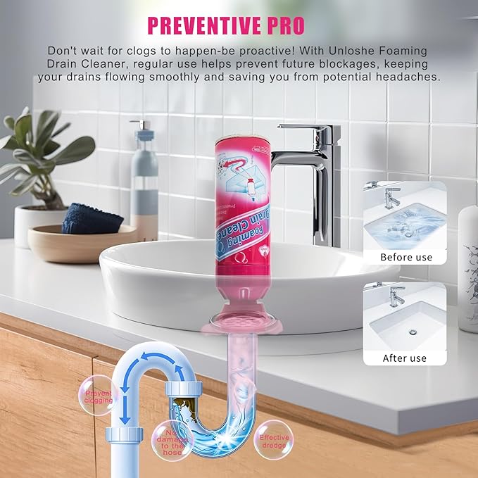 Foaming Drain Cleaner Sink Drain Cleaner and Deodorizer Drains Clog Remover for Bathroom Sinks Washbasin Tubs (2PCS)