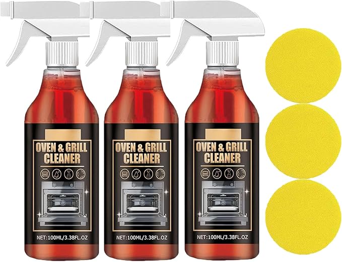 Oven &amp Grill Cleaner Spray - Oven and Grill Cleaner Heavy Duty Spray Kitchen Heavy Duty Oil Stain Remover Grill and Smoker Cleaner and Degreaser Multi-purpose Stubborn Stains Cleaner (3)