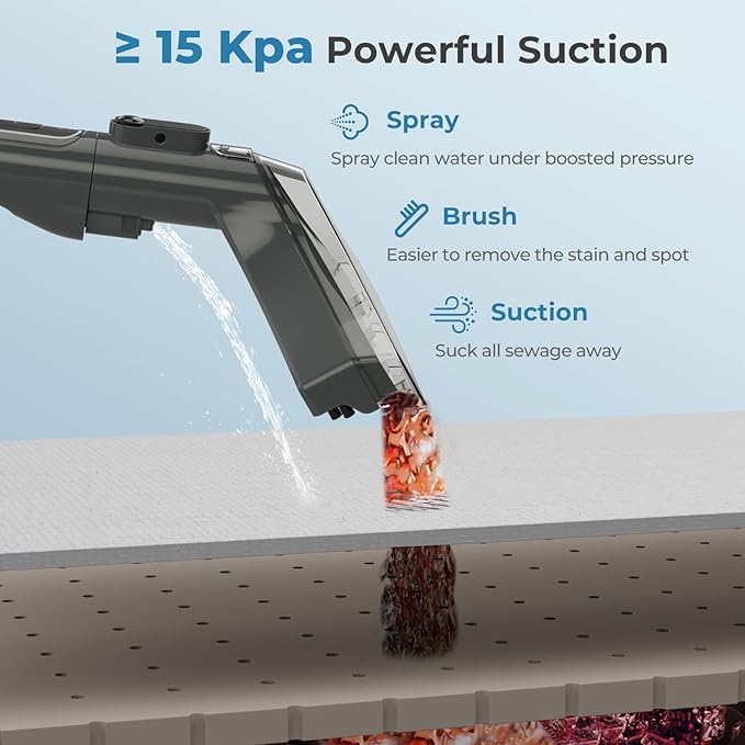 ARLIME Carpet Cleaner Machine 600W Deep Pet Stain Remover with Water Spray 15Kpa Powerful Suction Dual Water Tank Portable Upholstery Spot Cleaner for Couch Car Seat Mattress Rug &amp Curtain