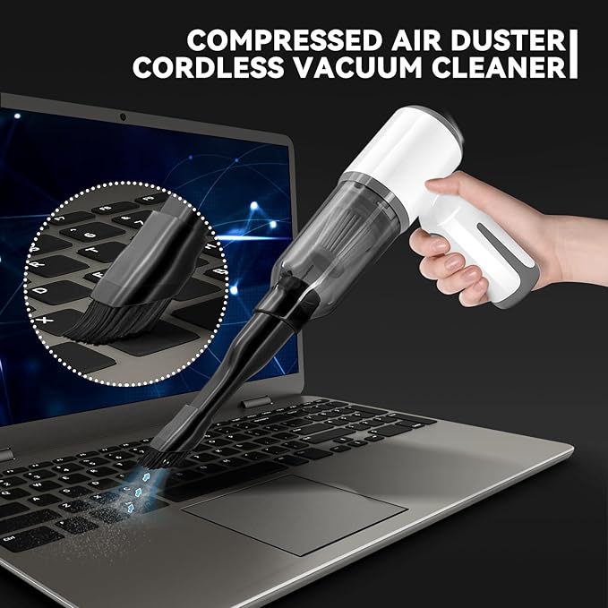 Cordless Handheld Vacuum for Car and Home - 6500Pa Powerful Suction 3-in-1 Vacuum &amp Blower for Keyboard Cleaning Computer Duster