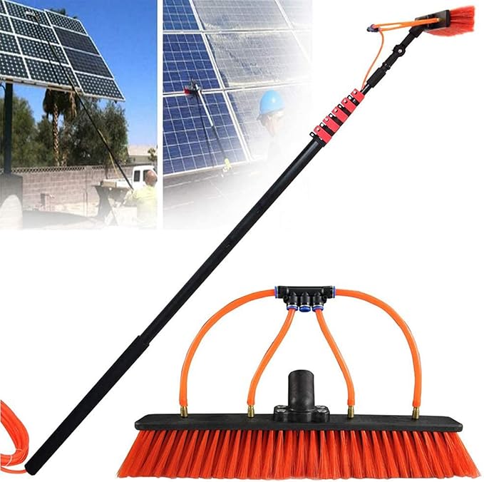 Glass Cleaning Brush Home Water Fed Telescopic Pole Kit Solar Panel Brush Rotating for Photovoltaic PanelTelescopic Water Fed Brush 3.6-11M Extendable Window Cleaning Pole Roof &amp Solar Pane