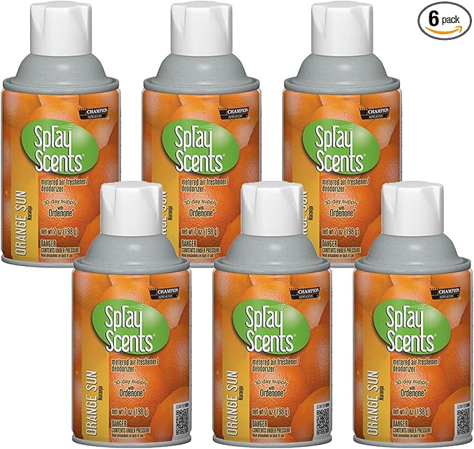 Champion Sprayon SprayScents Metered Air Freshener Refill 7 oz Odor Control Fragrance Orange Sun (6 Pack)