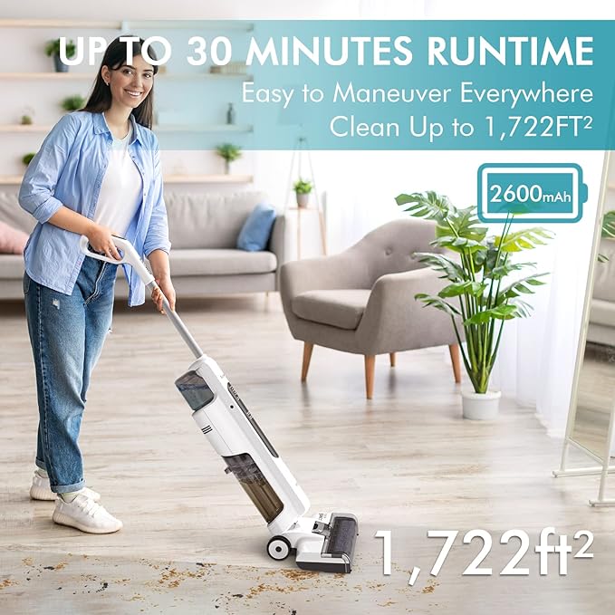 Ecowell Cordless Wet Dry Vacuum Cleaner and Mop with Self Cleaning for Hard Floor and Area Rug Vacuum Cleaner 8.2 Pounds