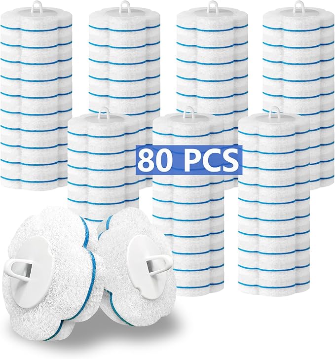 80 PCS Toilet Wand Cleaner RefillsToilet Bowl Brush Refills Disposable Toilet Cleaning System Replacement Heads Cleaner Pads for Bathtub Wash Basin (Only RefillsOnly Fits Ucaimao) - White