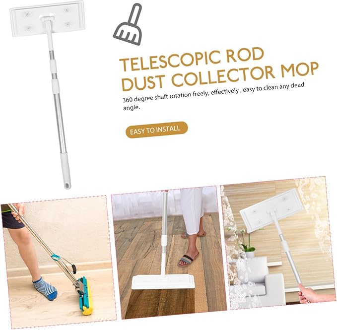 Electrostatic Dust Collector Mop 3-Section Telescopic Rod Non-Woven Floor for Home Cleaning Flat Mop for Dust Removal on Surfaces