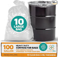 PlasticMill Contractor Bags Heavy Duty - Commercial Industrial Garbage Bags - Clear Construction Trash Bags - Outdoor Garden Trash Bags 100-Gallon 3 Mil 67x79 (10-Count)