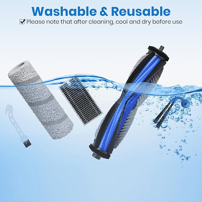 X11 Replacement Parts for Ecovacs Deebot X11 OmniCyclone X11 Pro Omni X11 Pro X11 Vacuum Robotic Parts with 2 Roller Brush4 Mop4 HEAP6 Side Brushes1 Screwdriver1 Clean Brush