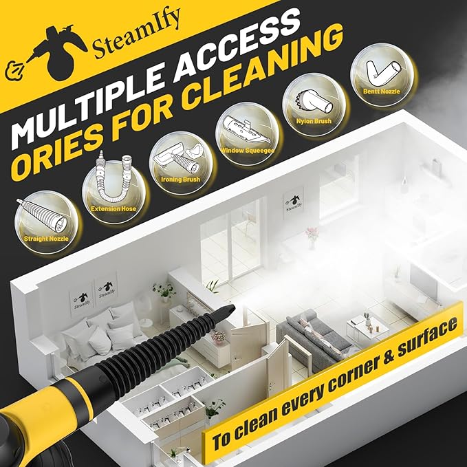 Pressurized Handheld Steam Cleaner with 10pcs Accessories &amp Safety Lock Multi-Purpose &amp Powerful Home Use Steamer for Cleaning Car Bathroom Shower Upholstery Grout Window