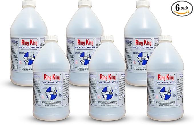 Amazon Brand - Ring King Toilet Bowl Cleaners | Pack Of 6 Toilet Bowl Cleaner Liquid 64oz Fast Acting Bathroom Cleaner For Calcium Water Rust Red Clay &amp Lime Stains – No Scrubbing