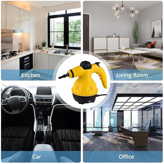 9Pcs Handheld Steam Cleaner Portable Multipurpose Pressurized Steamer for Carpets Floors Upholstery Mattresses Car Seats &amp Kitchen Surfaces Compact Lightweight Design