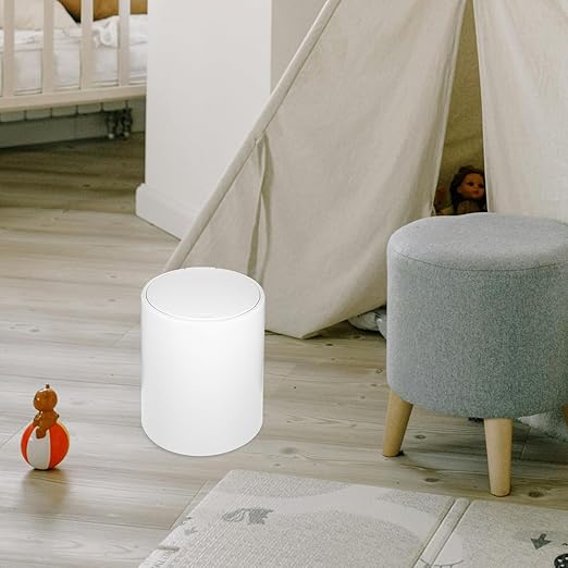 Lurrose Modern Push-Button Trash Can with Lid for Home Bathroom Bedroom Medium Garbage Bin Wastebasket for Multi-use Recycling Space-Saving Contemporary Container