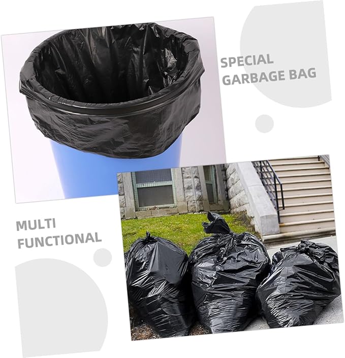 Heavy Duty Large Trash Bags 50pcs 80x100cm Black Contractor Garbage Bags for Kitchen Office Outdoor Waste Disposal 100l Bin Liners