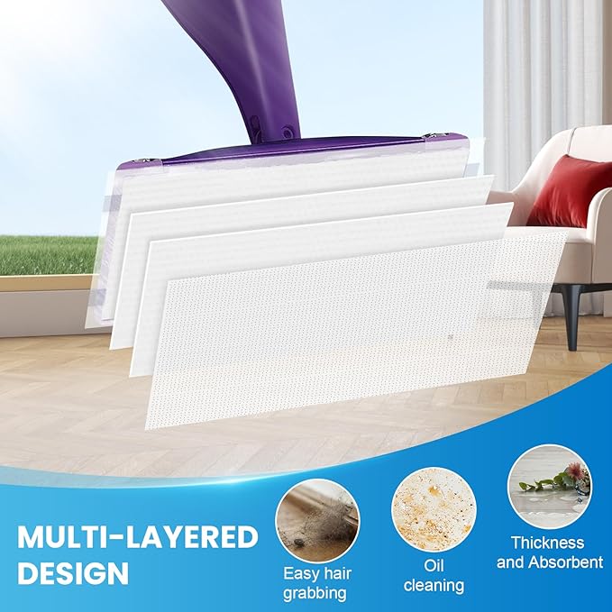 36 Count Refill for Swiffer Wet Jet Spray Mop 5-Layer Thickened Super Absorbent Disposable Wet Jet Pads for All Floor Types