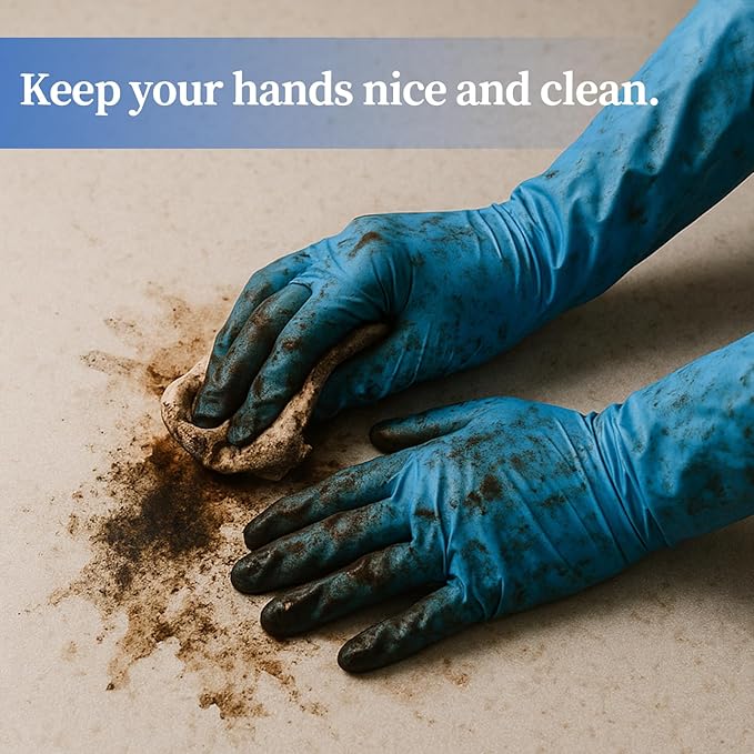 50 Counts 16 Long Disposable Nitrile Gloves Latex Free Dishwashing Gloves Waterproof for Household Clean Gardening(Blue)