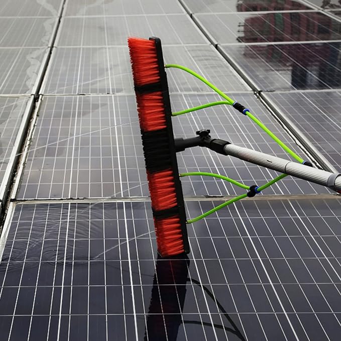 Photovoltaic Panel Cleaning Tool Solar Panel Water Spray Cleaning Brush Portable Telescopic Pole Cleaning Brush Window Cleaning Glass Wall Cleaning(Pole Length 6m50cm)
