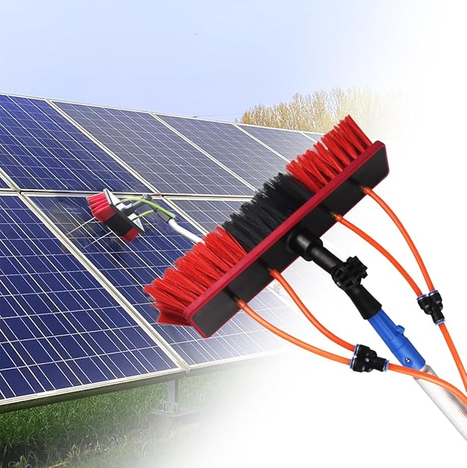 Window Cleaning Water Fed Pole KitOutdoor Reach Solar Panel Cleaning Brush with 20m Water PipeAdjustable Cleaning Tool with Aluminum Extension Pole for Roof Window Glas(Size:8M/26FTColor:30cmBrush)