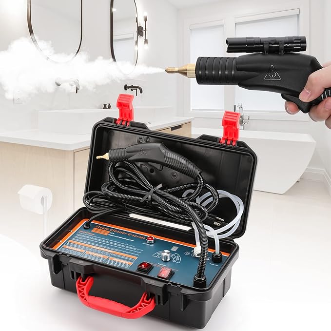 High Pressure Steam Cleaner 1700W High Temp Portable Steamer Machine for Cleaning Tankless and Heavy Duty for Commercial Home Use Grout Tile Kitchen Bathroom Car Detailing
