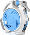 Garden Retractable Hose Reel Portable Simple Home Hose Reel 45+5 FT with 7 Patterns Spray Nozzle Wall Mounted and Any Length Lock for Garden Watering Car Washing Pet (Blue)